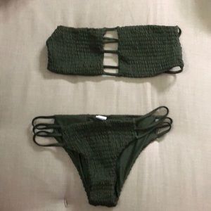 Never worn Strapless green bikini set